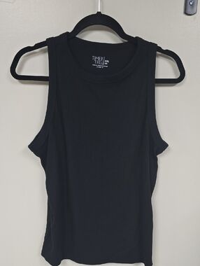 Time and Tru Black Ribbed Tank Top